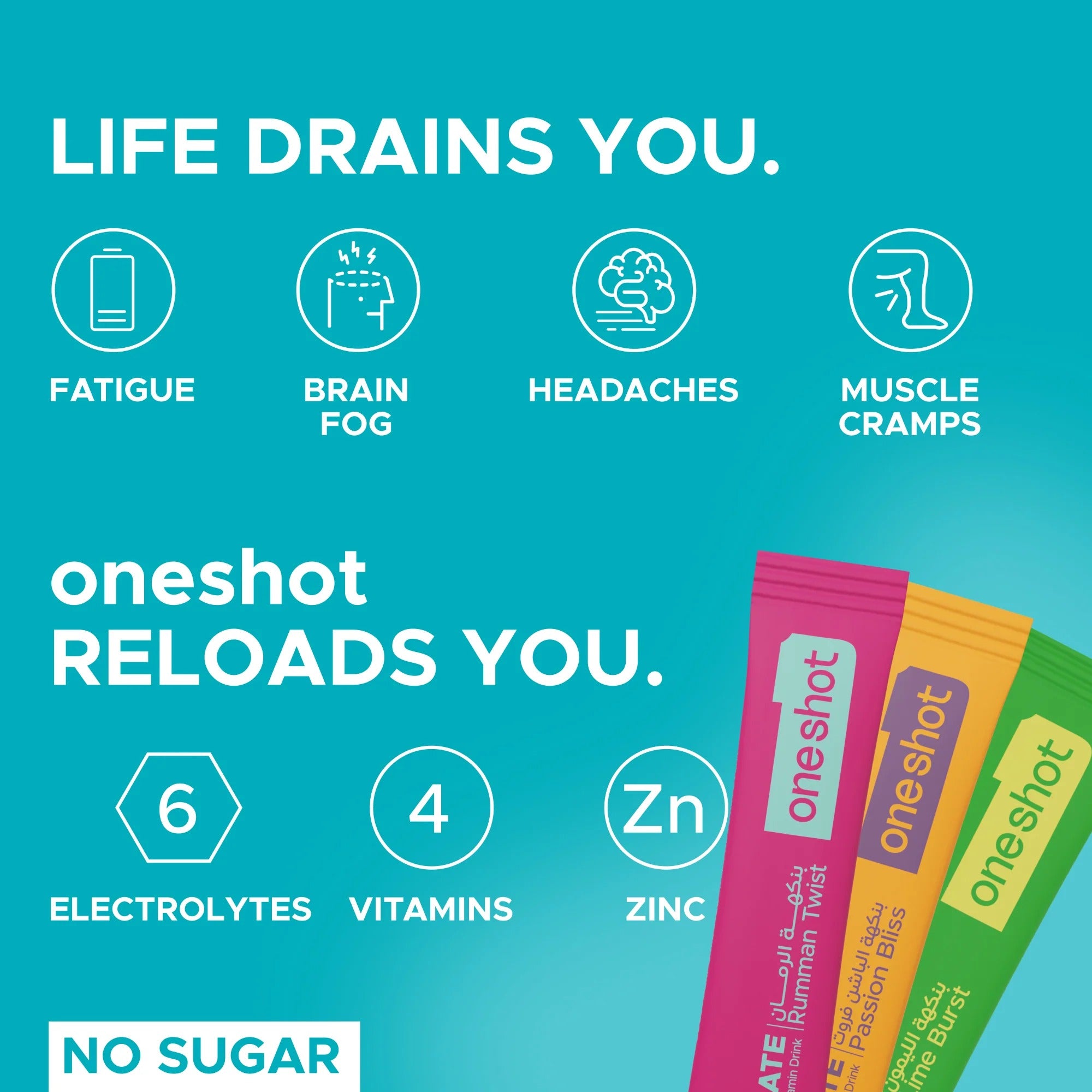 Oneshot Hydrate - Electrolyte Drink - Variety Pack (30 Sticks)