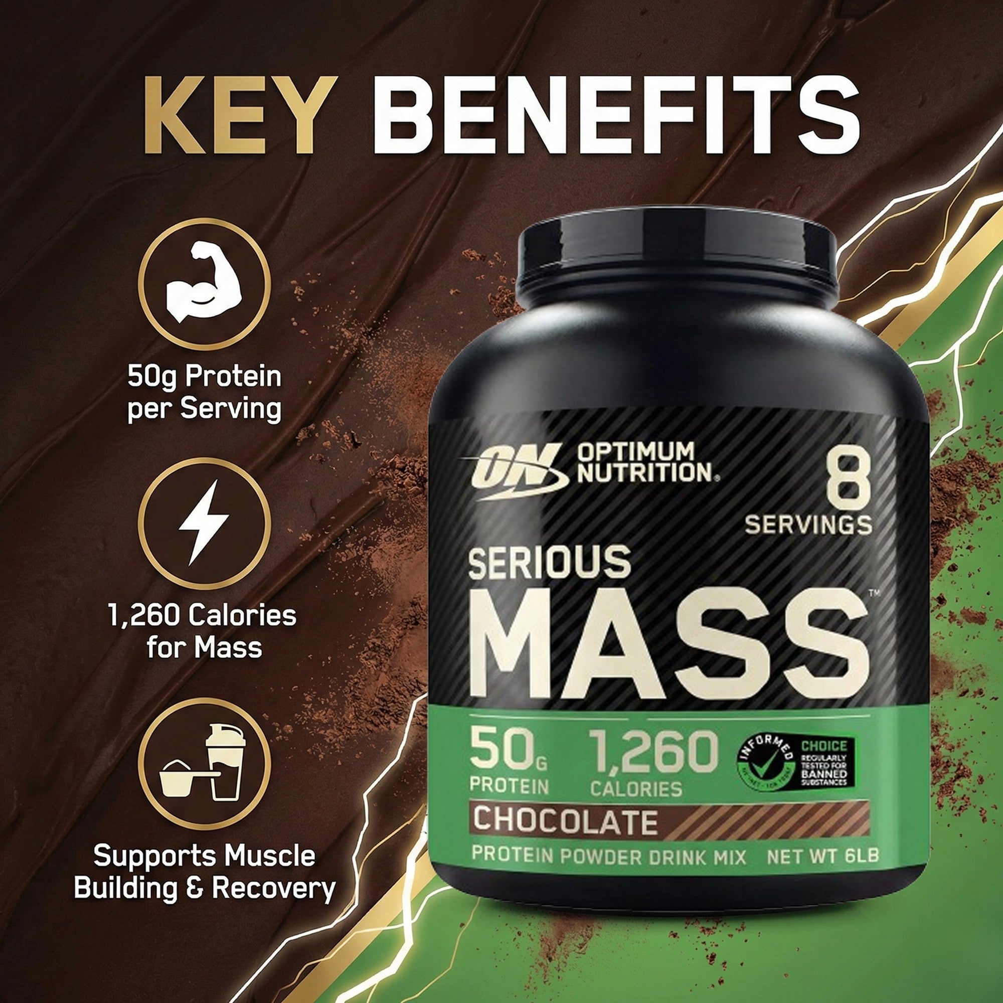 Optimum Nutrition Serious Mass - Chocolate 6 LB