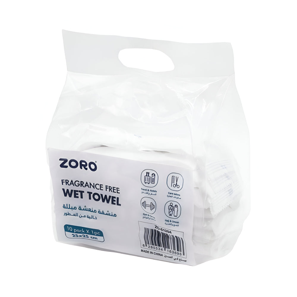 Zoro Towel 10pc Refreshing Wet Unscented 25 x 25cm
