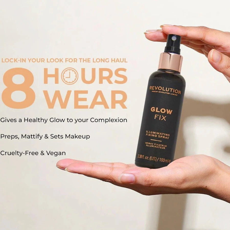 بخاخ تثبيت المكياج Revolution Glow Fix – تألق ولمعة إشعاعية