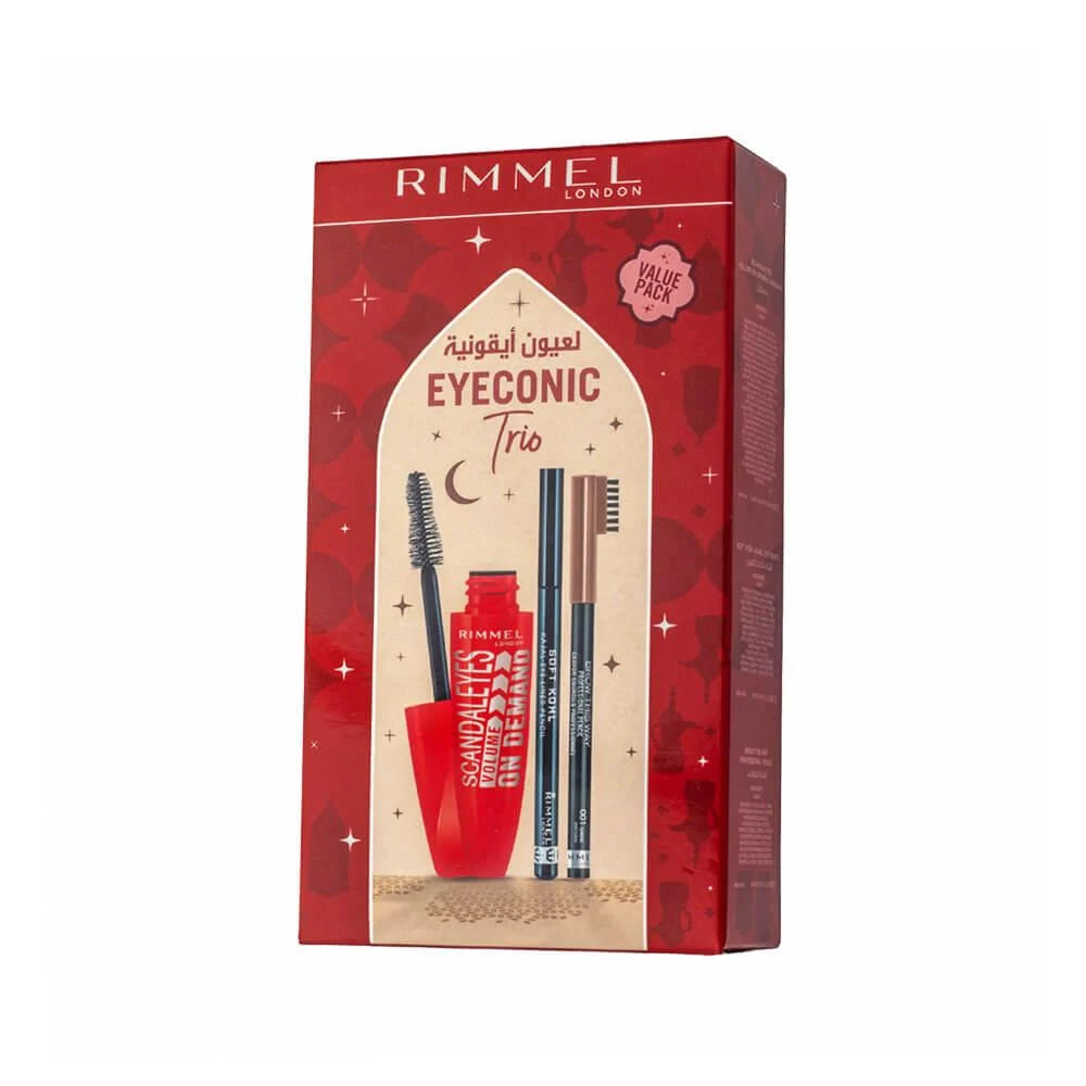 Rimmel Eyeconic Trio – Volumizing Mascara, Kajal & Eyebrow Pencil Set