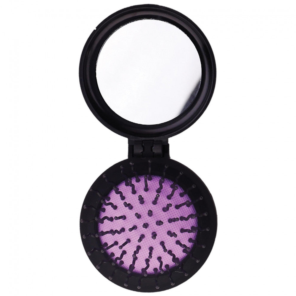 Rose Aroma Foldable Hair Brush with Mirror – Portable Travel Grooming Tool