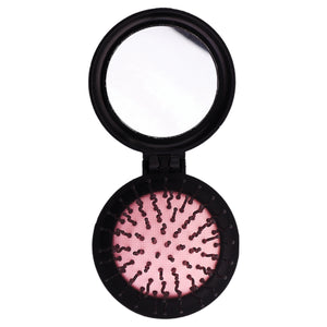 Rose Aroma Foldable Hair Brush with Mirror – Portable Travel Grooming Tool