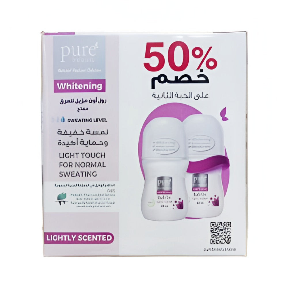 Pure beauty deodorant roll on 60ml whitening anti perspirant lightly scented kit pack (50% on second)