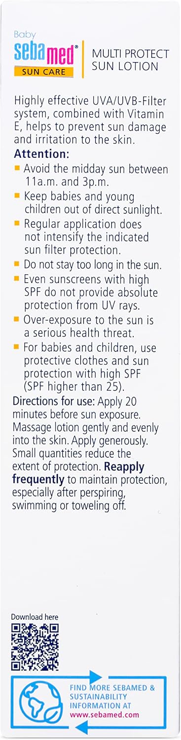 Sebamed Baby Sun Lotion SPF 50+ | Water Resistant Sunscreen for Sensitive Skin