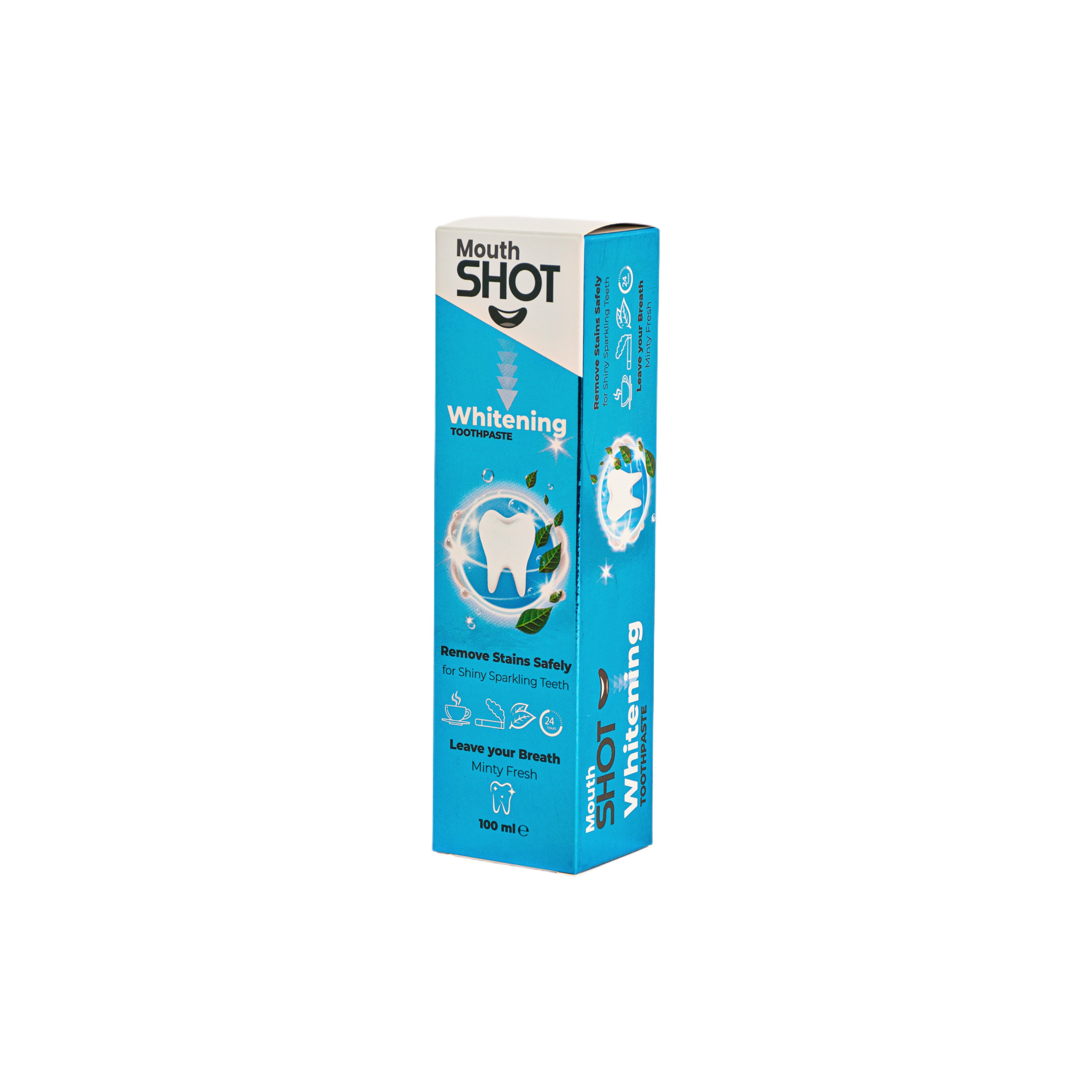 معجون تبييض الأسنان Mouth Shot بنكهة النعناع المنعش مع Fluoride 1000ppm - 100 مل