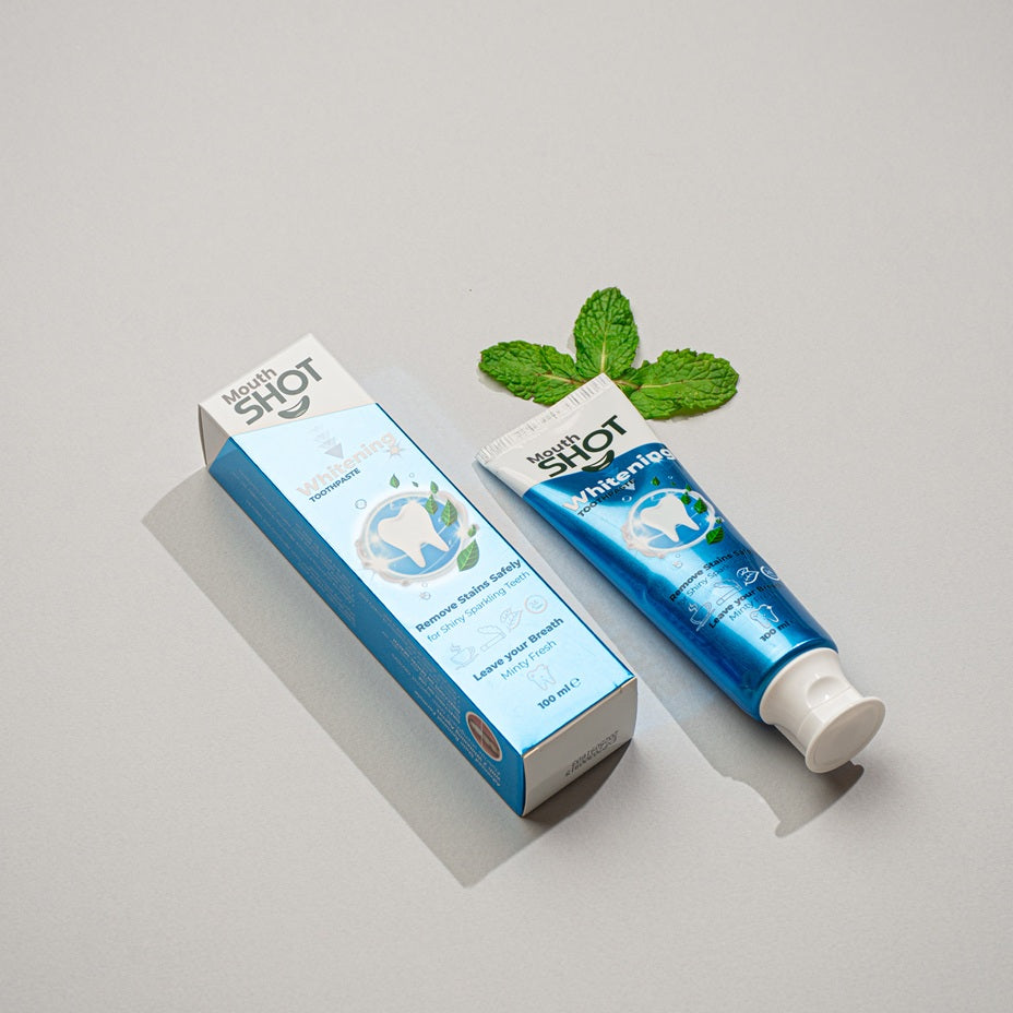 معجون تبييض الأسنان Mouth Shot بنكهة النعناع المنعش مع Fluoride 1000ppm - 100 مل