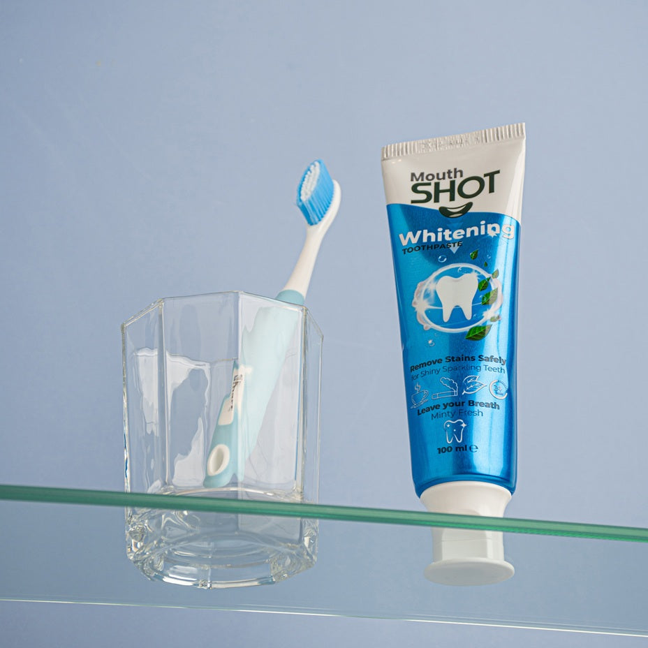معجون تبييض الأسنان Mouth Shot بنكهة النعناع المنعش مع Fluoride 1000ppm - 100 مل