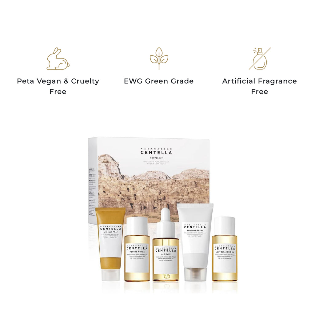 مجموعة العناية بالبشرة SKIN1004 مدغشقر سنتيلا – مجموعة مهدئه للبشرة من 5 قطع