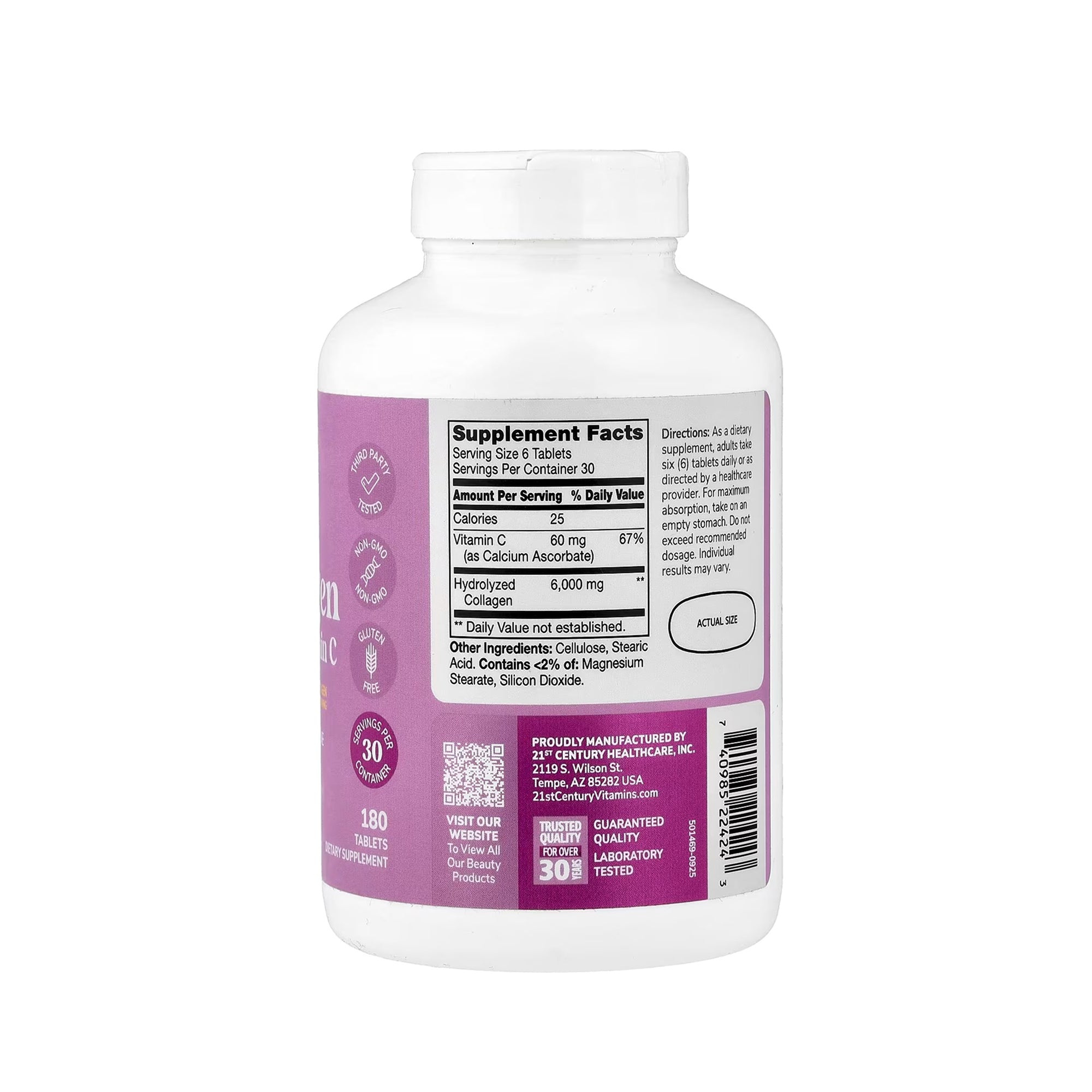 21st Century Super Collagen Plus Vitamin C 6000 mg - 180 Tablets