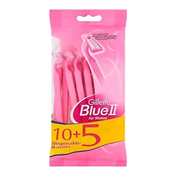 Gillette razor blue 2 for women 15 pack 10 + 5 pink