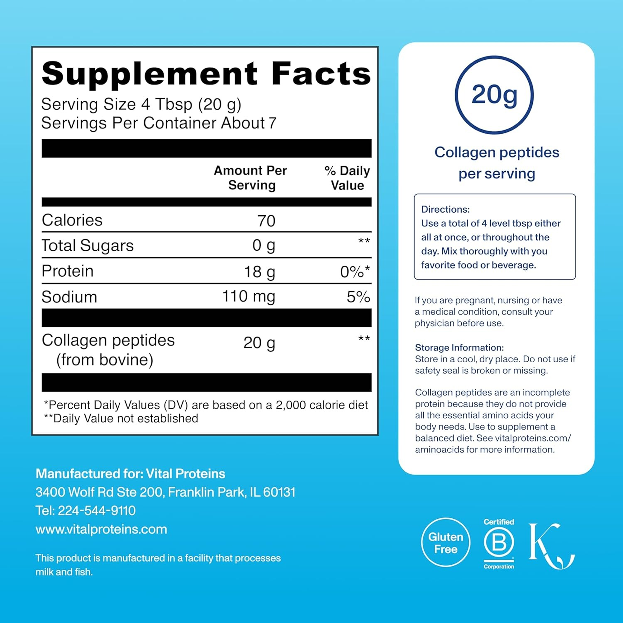 Vital Proteins Collagen Peptides Powder (Flavor Free) - 140g