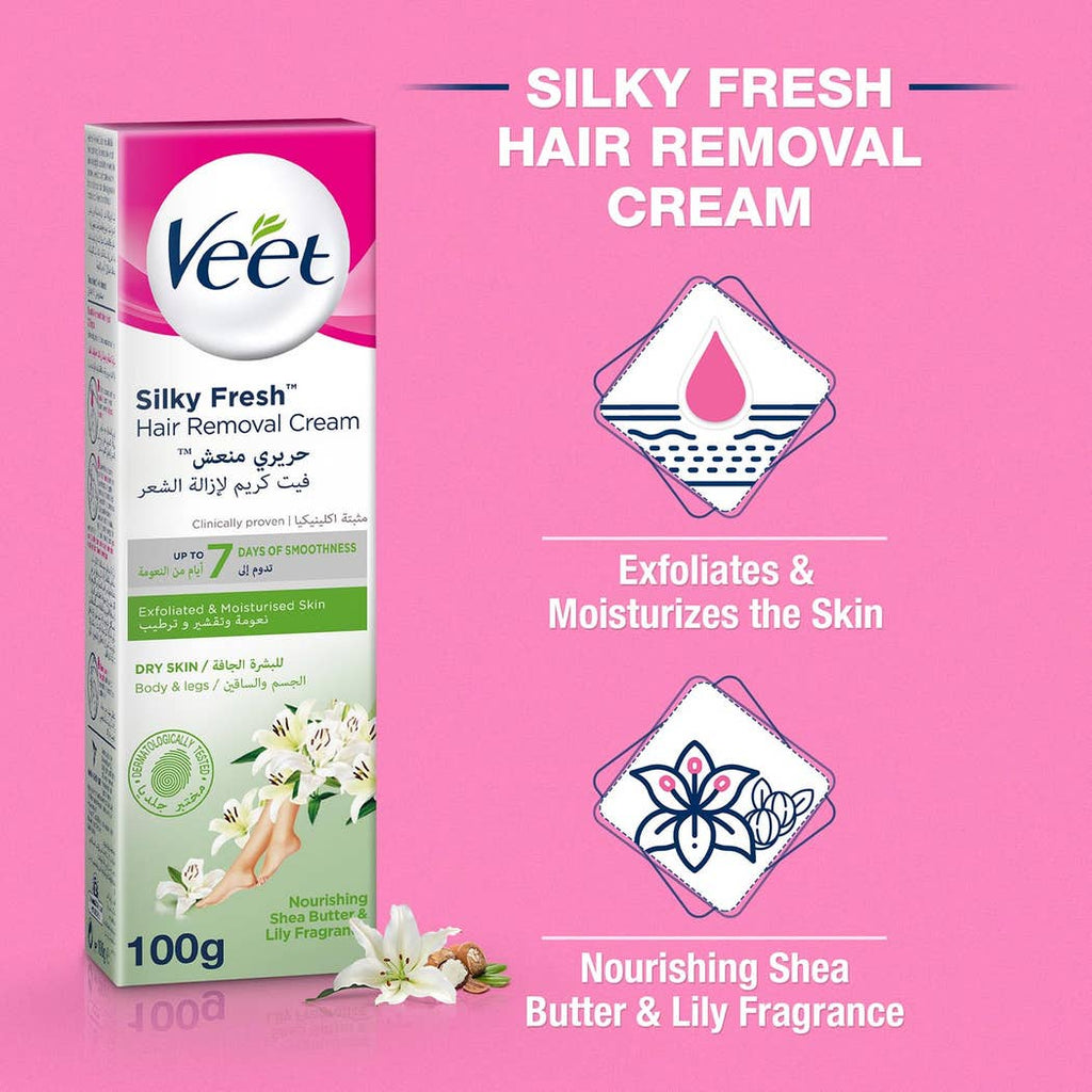 Veet Silky Fresh Hair Removal Cream – Body & Legs for Normal Skin, 100g