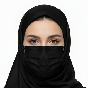 Wanwane قناع يومي ثلاثي الطبقات – أسود، 50 قطعة (حلقات أذن مرنة)
