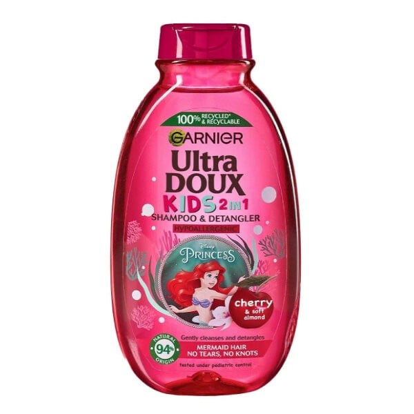 Garnier baby hair shampoo 400ml ultra doux 2 in 1 with cherry and soft almond