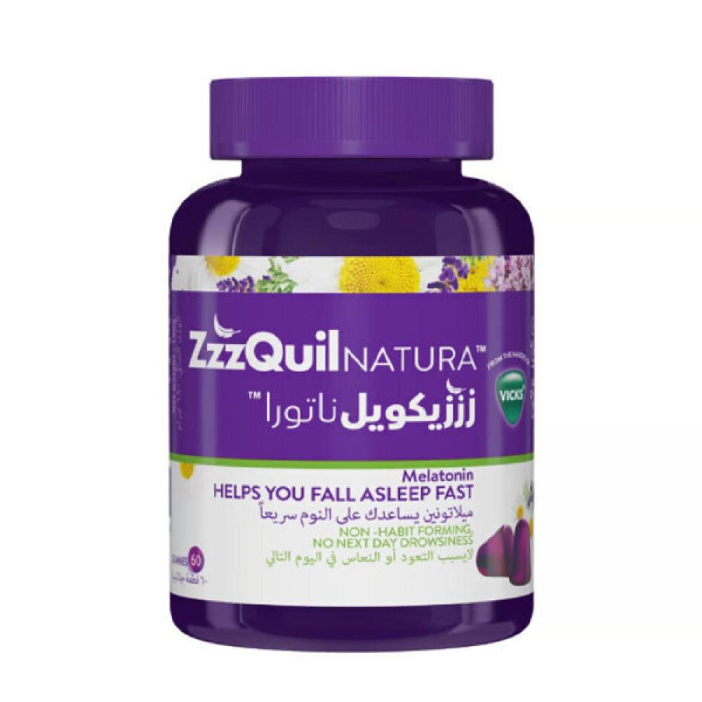 Vicks gummy 60pc zzz ouil natura melatonin dietary supplement does not cause dependency or drowsiness