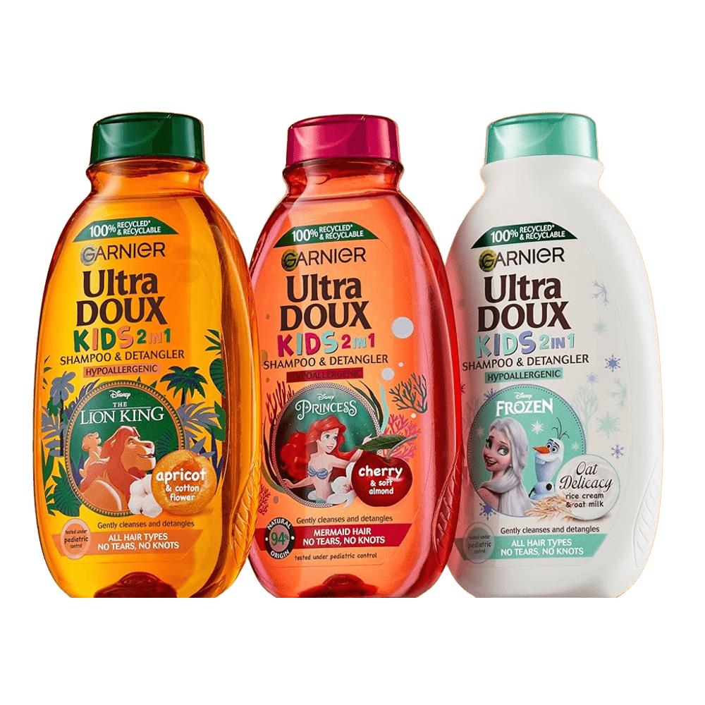 Garnier baby hair shampoo 400ml ultra doux with apricot 3 pieces   with cherry 3 pieces   oat milk 3 pieces
