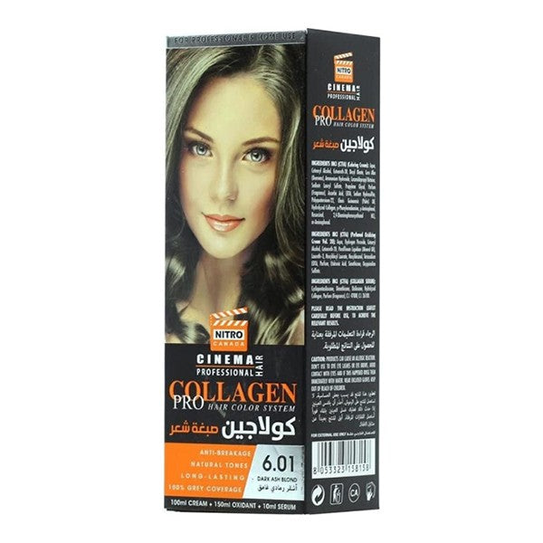 Nitro cinema hair color collagen pro 6.01 dark ash blonde