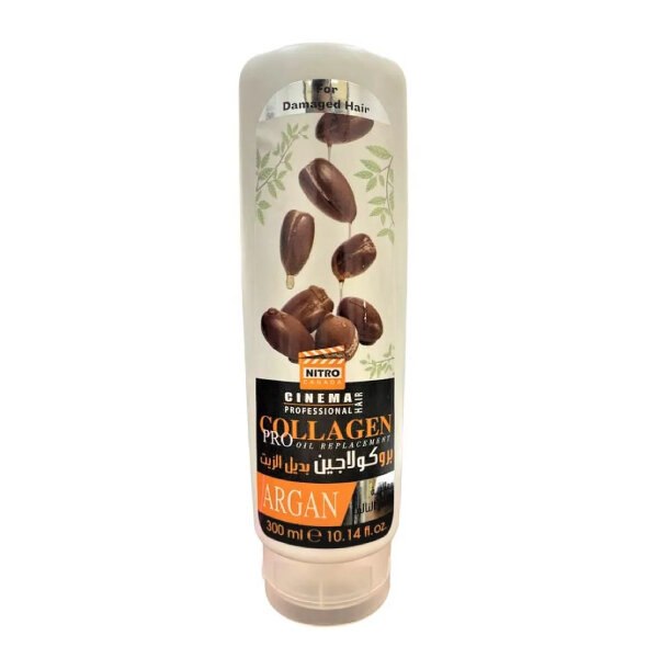 Nitro Cinema Oil Replacement 300ml Collagen Pro For Damaged Hair Treatment With Argan Oil