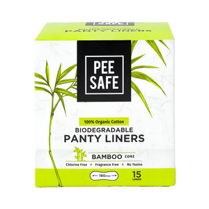 Pee Safe pantyliners 15Pads 100% Organic Cotton With Bamboo Core Antibacterial