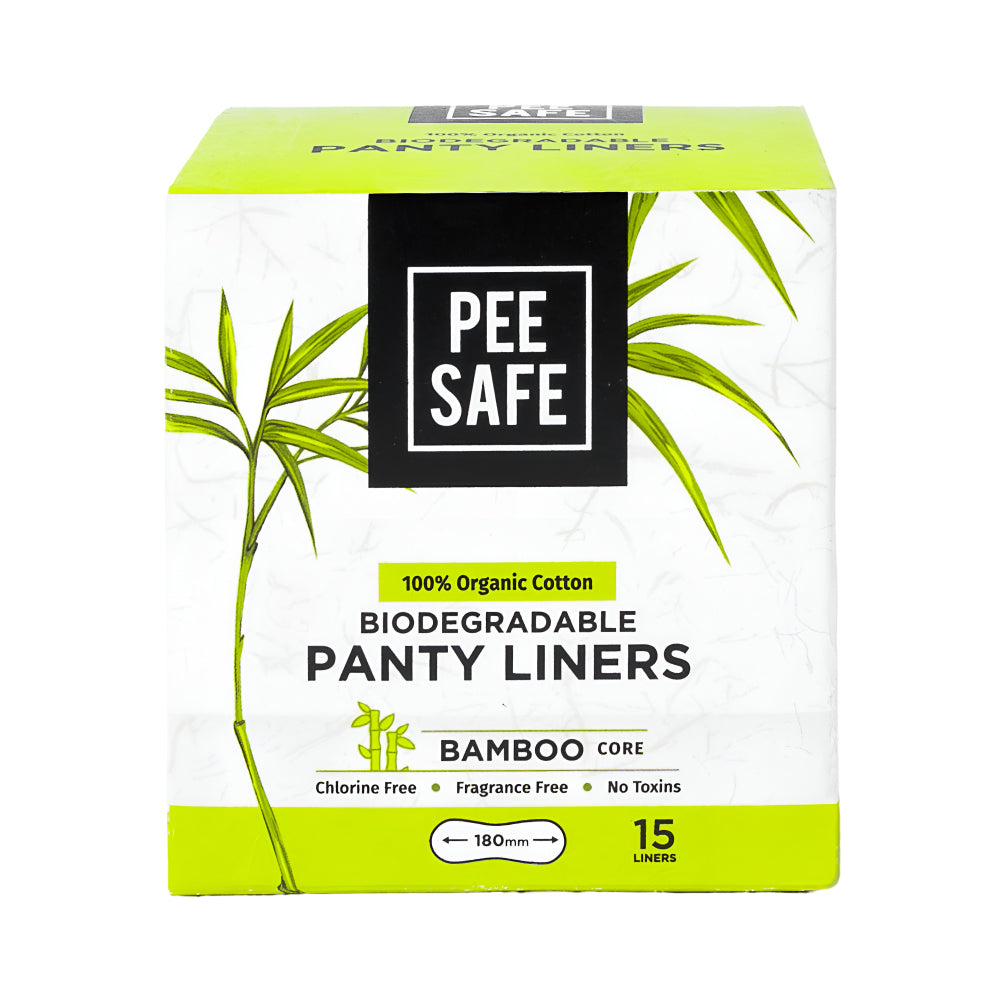 Pee Safe pantyliners 15Pads 100% Organic Cotton With Bamboo Core Antibacterial